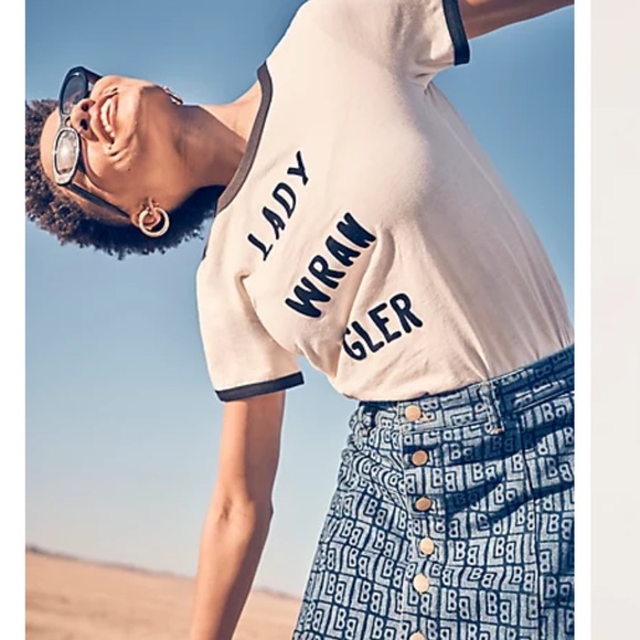 Wrangler X Leon Bridges Women’s Ringer Tee In Vanilla Ice - Picture 4 of 9